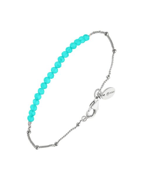 Bracelet chaîne en Argent rhodié & Amazonite