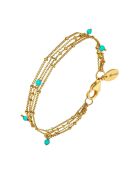 Bracelet multiples chaîne en Argent doré & Turquoise