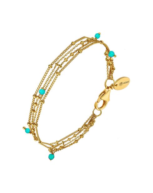 Bracelet multiples chaîne en Argent doré & Turquoise