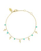 Bracelet motif croix en Argent doré & Amazonite