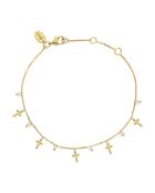 Bracelet motif croix en Argent doré & Quartz blanc