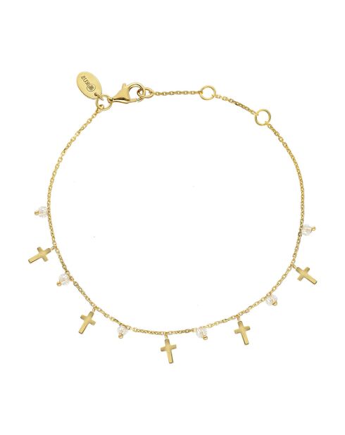 Bracelet motif croix en Argent doré & Quartz blanc