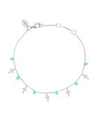 Bracelet motif croix en Argent rhodié & Amazonite