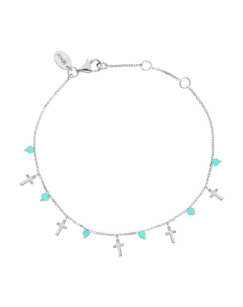 Bracelet motif croix en Argent rhodié & Amazonite