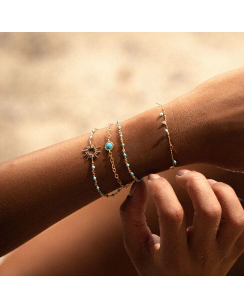 Bracelet pampilles en Argent doré & Amazonite