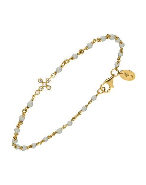 Bracelet croix zirconium blanc en Argent doré & Labradorite