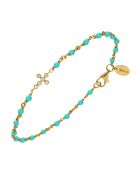Bracelet croix zirconium blanc en Argent doré & Turquoise