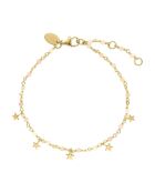 Bracelet étoiles en Argent doré & Opale rose