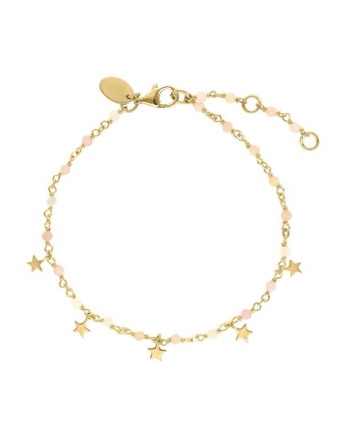 Bracelet étoiles en Argent doré & Opale rose