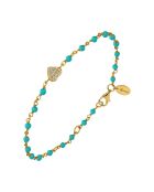 Bracelet coeur serti blanc en Argent doré & Amazonite