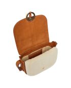 Sac Double Rabat en Cuir Othilia Nubuck et Fausse Fourrure cognac