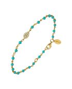 Bracelet goutte serti blanc en Argent doré & Turquoise