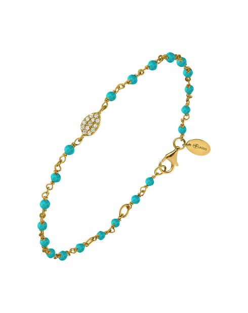 Bracelet goutte serti blanc en Argent doré & Turquoise