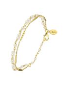 Bracelet doubles chaînes barrettes en Argent doré & Quartz blanc