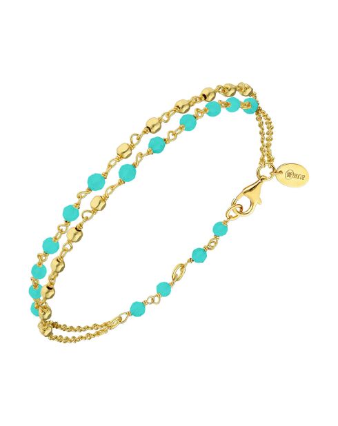 Bracelet doubles chaînes en Argent doré & Amazonite