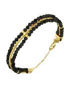 bracelet noir doré triples chaînes serpentine & perles