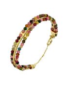 bracelet tourmaline doré triples chaînes serpentine en Argent doré & Multi Tourmaline