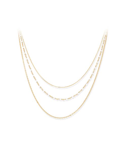 Collier triple collier petite perles en Argent doré & Pierre de Lune