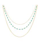 Collier triple rang petite perles en Argent doré & Turquoise