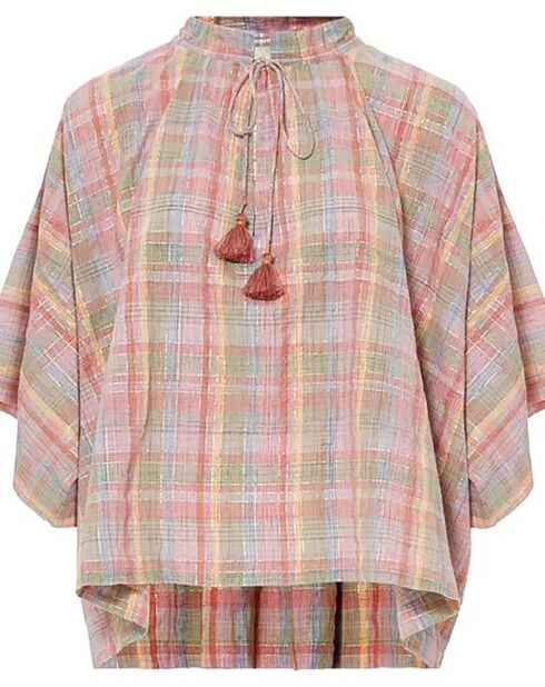 Blouse Tyliam Carreaux rose