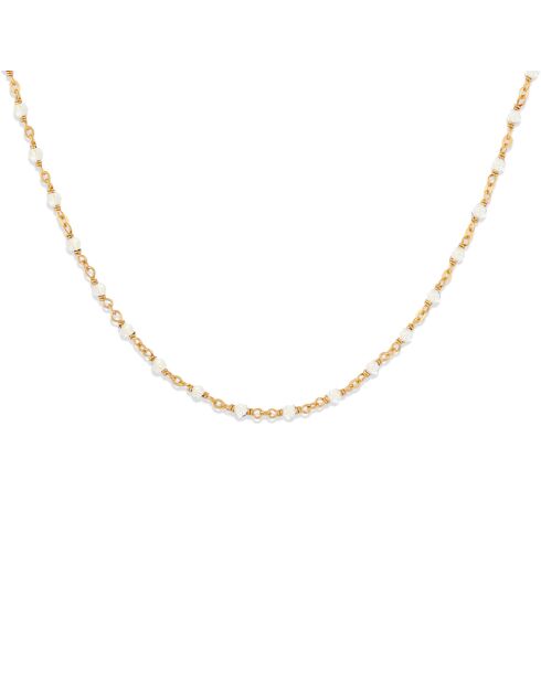 Collier en Argent doré & Pierre de Lune blanche