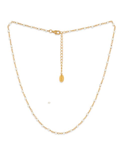 Collier en Argent doré & Pierre de Lune blanche