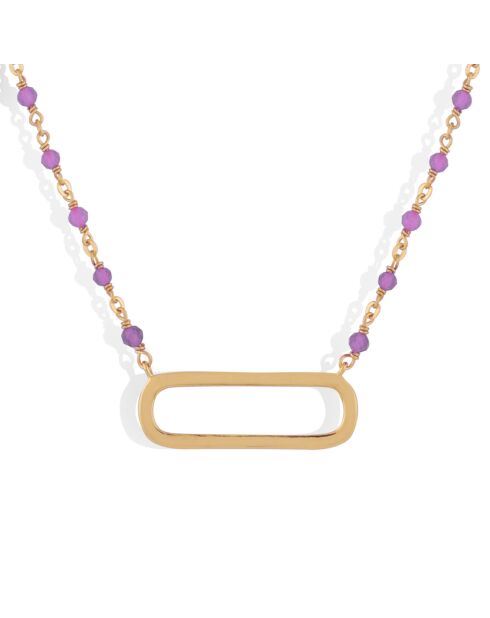 Collier lingot en Argent doré & Améthyste