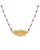 Collier plume en Argent doré & Améthyste