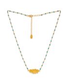 Collier plume en Argent doré & Turquoise