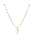 Collier croix en Argent doré & Pierre de Lune blanche