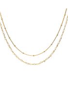 Collier double chaîne en Argent doré & Pierre de Lune blanche