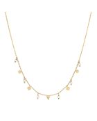 Collier pampilles de forme géométrique en Argent doré & Pierre de Lune blanche