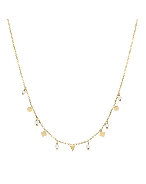 Collier pampilles de forme géométrique en Argent doré & Pierre de Lune blanche