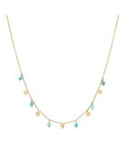 Collier pampilles de forme géométrique en Argent doré & Turquoise