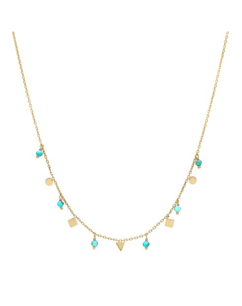 Collier pampilles de forme géométrique en Argent doré & Turquoise