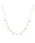 Collier pampilles de forme lune coeur en Argent doré & Amazonite