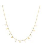 Collier pampilles lune coeur en Argent doré & Pierre de Lune blanche