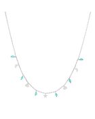 Collier pampilles de forme lune coeur en Argent rhodié & Amazonite
