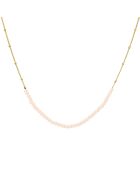 Collier chaîne avec perles en Argent doré & Opale rose