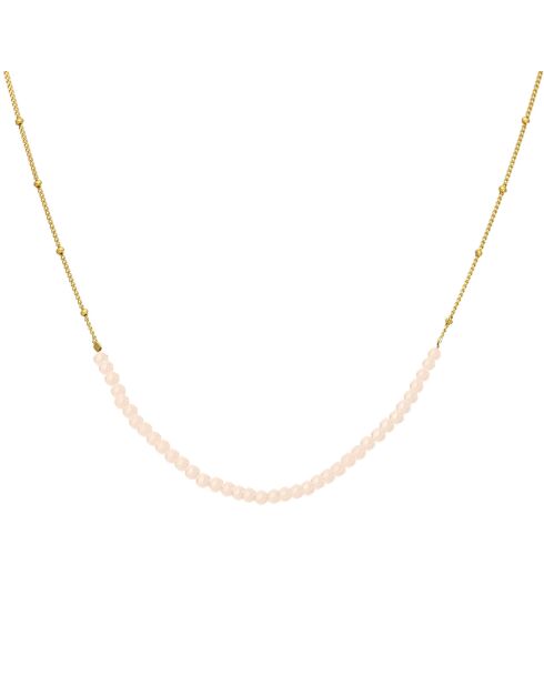 Collier chaîne avec perles en Argent doré & Opale rose