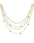 Collier multiples chaîne en Argent doré & Turquoise