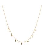 Collier croix en Argent doré & Opale rose