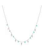 Collier croix en Argent rhodié & Amazonite