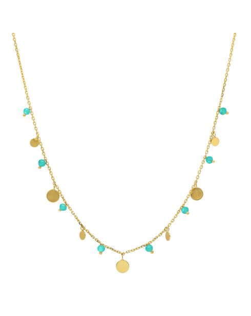 Collier pampilles en Argent doré & Turquoise