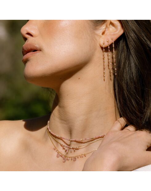 Collier perles naturelles en Argent doré & Opale rose