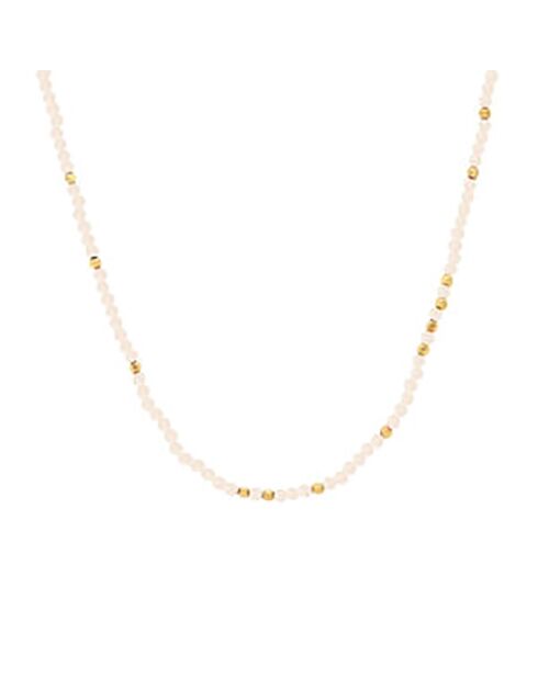 Collier perles naturelles en Argent doré & Opale rose