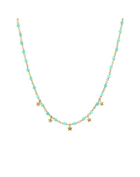 Collier pampilles étoiles en Argent doré & Amazonite