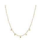 Collier pampilles étoiles en Argent doré & Opale rose