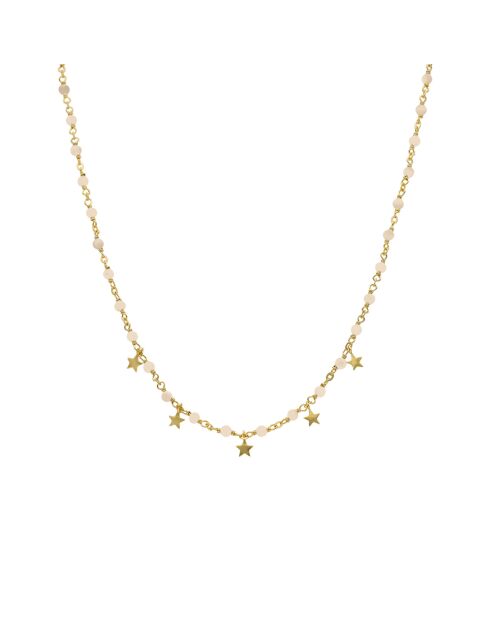 Collier pampilles étoiles en Argent doré & Opale rose