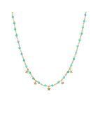 Collier pampilles étoiles en Argent doré & Turquoise